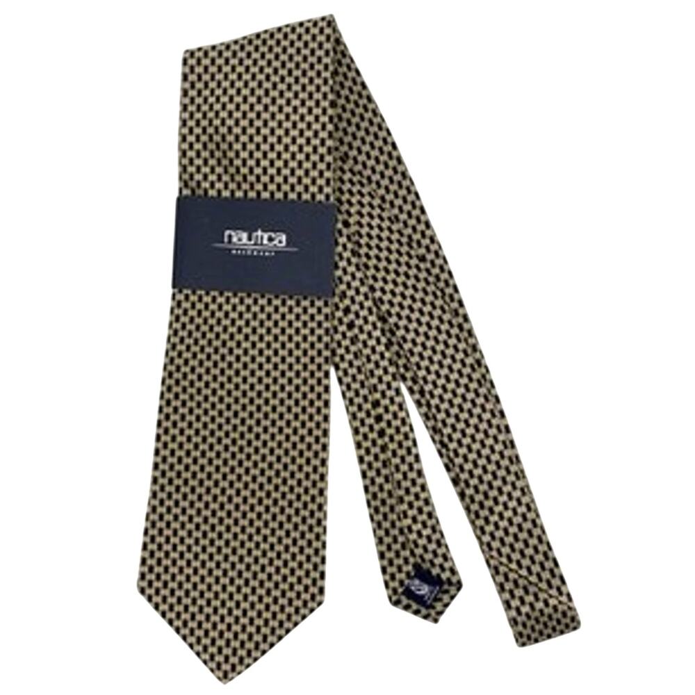 Nautica Tie Gold Navy Geometric Pattern Accent Necktie NWT 57”X4”